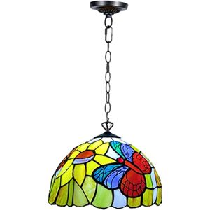 Auroh Tiffany Pendant Lamps Handcrafted Stained Glass Lamp Shades Stunning Quality Antique Design Pendant Light for Living Room Bedroom Lounge Hallway (P-1010)