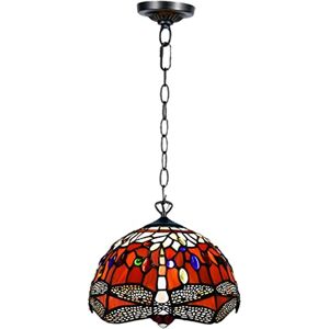 Auroh Tiffany Pendant Lamps Handcrafted Stained Glass Lamp Shades Stunning Quality Antique Design Pendant Light for Living Room Bedroom Lounge Hallway (P-1018)