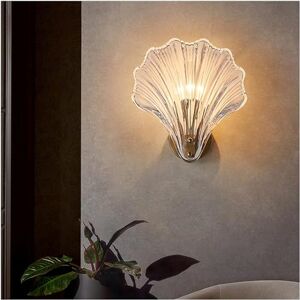 SHGDAIO MRLILIN, Modern Shell Cafe Bedroom Gentle Luxury Decoration Light Luxury Bedside Lamp Indoor Lamp,Wall Light (Amber Glass Warm light7W)