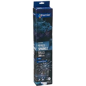 Premier LED Light Up White Sparkle Ball Lights x 4 30cm - Christmas