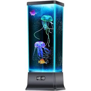 COLORLIFE Cool Jellyfish Tank Aquarium Lamp Night Mood Light for Birthday Holiday Christmas Gifts for Boys Girls Men Wome Home Office Decoration Relaxion