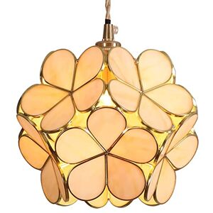 Bieye L30748 Cherry Blossom Tiffany Style Stained Glass Ceiling Pendant Light with 8-inch Wide Petals Lampshade (Cream)