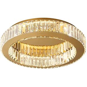 TEMONEE Dimmable Flush Mount LED Ceiling Light Fixture Modern Mini Chandelier Crystal Lighting Ceiling Crystal Lamp for Bedrooms Dinning Rooms Hallway-Three-Color dimming 50x11