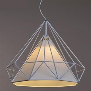 LZHRD Modern Pendant Lights Retro Lamp Black Iron Diamond Hanglamp Loft Home Vintage Decorative Lights Led Bulb Decor 1Pcs, White, 45CM