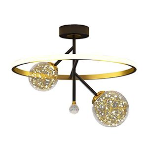 Generic Stepless Dimming Acrylic Lampshade Metal Round Gypsophila Chandelier 40cm 43w LED Lamp, Suitable for Restaurant, Study, Bedroom, Corridor, Shop Decoration Light (Black Three Light dimming)