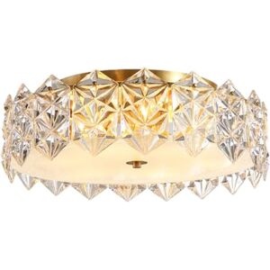 MINAKEDA Modern Chandelier Crystal Round LED Ceiling Light,Luxury Close to Ceiling Gold LED Ceiling Chandelier Flush Mount Ceiling Light Fixture for Living Room Kitchen Island-Gold 62x19cm