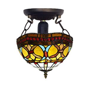 CASPERi Tiffany Ceiling Lamps Handcrafted Stained Glass Lamp Shades Stunning Quality Antique Design Ceiling Light for Living Room Bedroom Lounge Hallway [Energy Class A]