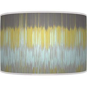 ARK HOUSE 35cm (14") Abstract Stippes Mustard Grey HANDMADE LAMPSHADE GICLEE PRINTED FABRIC PENDANT CEILING LIGHT SHADE 961 (for table or floor lamp)