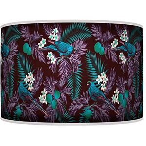 ARK HOUSE 35cm (14") Tropical Leaves Birds Teal Turquoise HANDMADE LAMPSHADE GICLEE PRINTED FABRIC PENDANT CEILING LIGHT SHADE 926(For Ceiling)