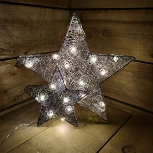 Premier 31CM Warm White LED Christmas Double Star Decoration Ornament Battery Operated