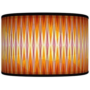 ARK HOUSE 45cm (18") Spikes Orange Grey Retro Geometric Handmade Giclee Style Printed Fabric Lamp Drum Lampshade Floor or Ceiling Pendant Light Shade 357 (for ceiling)