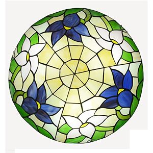 DUHFQ Tiffany Style Flush Mount Ceiling Light, 12/16/20 Inch Stained Glass Ceiling Lamps, Vintage E27 Chandeliers for Living Room Bedroom Dining Room Hallway,DX09,40cm (Dx17 30cm) (Dx11 50cm)