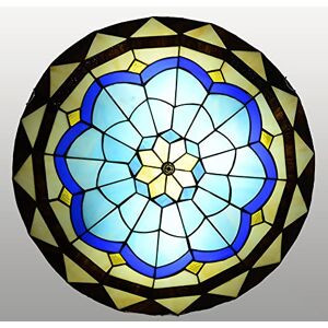 DUHFQ Tiffany Style Ceiling Light Flush Mount, 12/16/20 Inch Stained Glass Round Ceiling Lamps, Vintage E27 Decor Chandeliers,DX70,50cm (Dx69a 30cm) (Dx70 50cm)