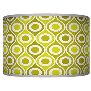 ARK HOUSE 40cm (16") Lime/Olive Green Retro Geometric Handmade Giclee Style Printed Fabric Lamp Drum Lampshade Floor or Ceiling Pendant Light Shade 590