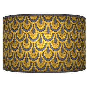 ARK HOUSE 40cm (16") Geometric grey yellow mustard HANDMADE LAMPSHADE GICLEE PRINTED FABRIC PENDANT CEILING LIGHT SHADE 891 (For ceiling)