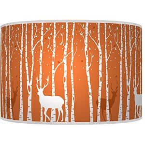 ARK HOUSE 40cm (16") Stag Deer Trees Burnt Orange Teal HANDMADE LAMPSHADE GICLEE PRINTED FABRIC PENDANT CEILING LIGHT SHADE 682 (for ceiling)