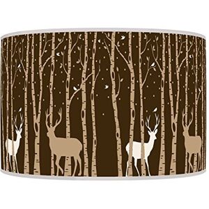 ARK HOUSE 45cm (18") Trees Stag Deer Brown Beige Latte Retro Handmade Giclee Style Printed Fabric Lamp Drum Lampshade Floor Ceiling Pendant Light Shade 661 (for ceiling)