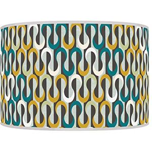 ARK HOUSE 40cm (16") Geometrci Teal blue Mustard HANDMADE LAMPSHADE GICLEE PRINTED FABRIC PENDANT CEILING LIGHT SHADE 943 (For ceiling)