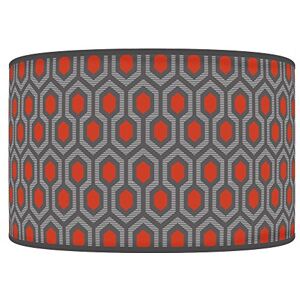 Ark House 45cm - 18" Handmade Hexagon Geometric Grey Orange Giclee Style Printed Fabric Lamp Drum Lampshade Or Ceiling Pendant Light Shade 800