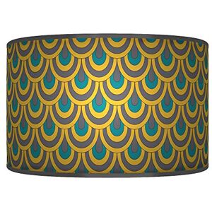 ARK HOUSE 40cm (16") Geometric Grey mustard teal HANDMADE LAMPSHADE GICLEE PRINTED FABRIC PENDANT CEILING LIGHT SHADE 892 (For table or floor lamp)