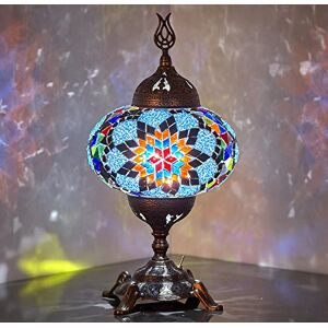 DEMMEX 15 Colors Battery Operated Mosaic Table Lamp with Built-in LED Bulb, Turkish Moroccan Handmade Mosaic Table Desk Bedside Accent Night Lamp Light Lampshade w LED Bulb,No Cord (Gypsy)