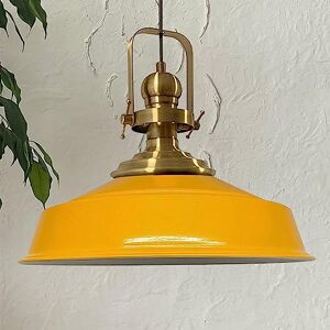 bamyum Asletl Pendant Light Vintage Metal 41 cm, Lamp Shades Ceiling, Kitchen Lights Ceiling E27, Industrial Lamp Shades Ceiling, Metal Pendant Light Fitting for Living Room, Yellow