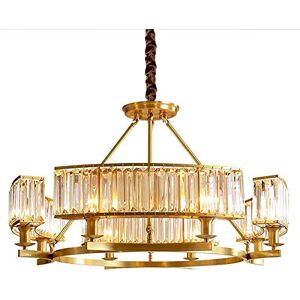 JMWYH Round Recessed Pendant Lighting, 6 Lights Modern K9 Crystal Bedroom Chandelier, Luxury Living Room Ceiling Lamp for Bedroom Dining Room