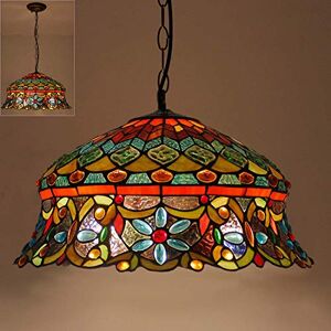 ZTJ-Lighting Tiffany Style Chandeliers, Vintage Stained Glass Ceiling Light Fixtures with Lamp Shade,Retro Farmhouse Decoration Pendant Hanging Lighting for Living Room Bedroom [Energy Class A ++],I