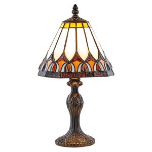 Happy Homewares Art Deco Tiffany Glass Table Lamp with Amber Shade