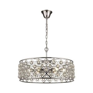 Netlighting Spring 6 Light Large Ceiling Pendant Chrome Clear with Crystals E14