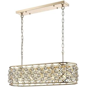 Netlighting Spring 5 Light Oval Ceiling Pendant Gold Clear with Crystals E14