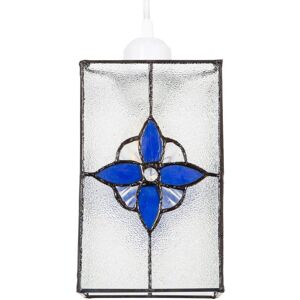 Happy Homewares Traditional Clear Glass Tiffany Style Pendant Light Shade with Coloured Panels