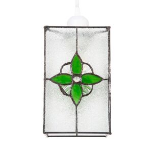 Happy Homewares Traditional Clear Glass Tiffany Style Pendant Light Shade with Coloured Panels