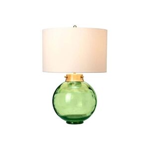 Elstead Lighting Elstead Kara Single Light Glass Table Lamp in Green Finish Complete with White Faux Silk Shade