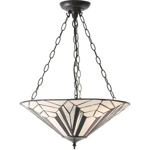 Interiors 1900 T026FL48 + SU3C/ADJ Astoria 3 Light Tiffany Inverted Ceiling Pendant with Art deco Design