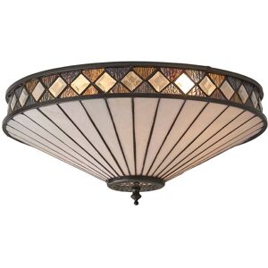 Interiors 1900 FL1 + T004SH40 Fargo 2 Light Flush Ceiling Fitting with Classic Art Deco Design