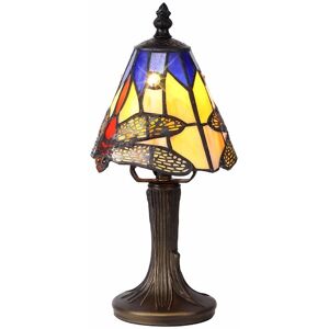 Bokmaal Small 1 Light Tiffany Table Lamp with Dragonfly Motif 