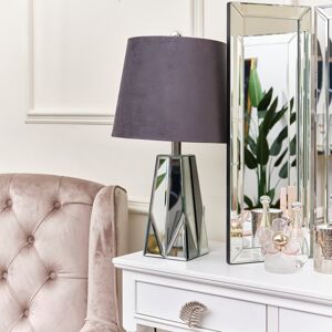 Bevelled Mirrored table lamp With Grey Shade Material: Metal, Glass