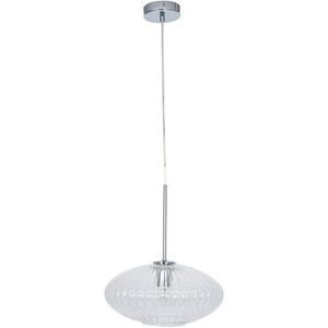 Clear Glass Ribbed Oval Pendant Light Material: Glass