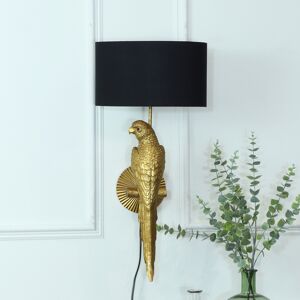 Gold Parrot Wall Light with Black Shade Material: Resin / Fabric