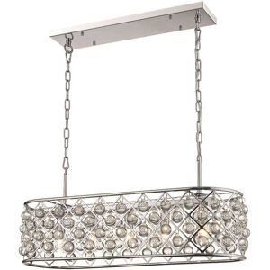 Spring Lighting Spring 5 Light Oval Ceiling Pendant Chrome, Clear with Crystals, E14