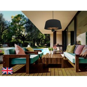 Schuller Lighting Estufa Outdoor Electrical Heater Ceiling Cylindrical Pendant Black, Remote Control, IP44