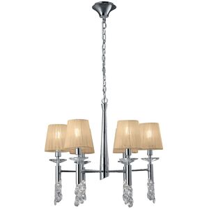 INSPIRED LIGHTING Tiffany Pendant 6+6 Light E14+G9, Polished Chrome With Soft Bronze Shades & Clear Crystal