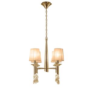 INSPIRED LIGHTING Tiffany Pendant 4+4 Light E14+G9, French Gold With Soft Bronze Shades & Clear Crystal