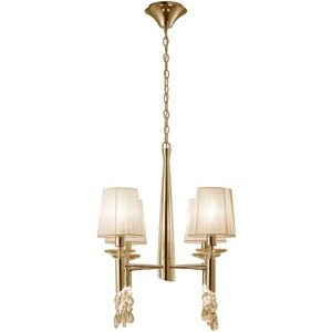 INSPIRED LIGHTING Tiffany Pendant 4+4 Light E14+G9, French Gold With Cream Shades & Clear Crystal