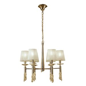 INSPIRED LIGHTING Tiffany Pendant 6+6 Light E14+G9, French Gold With Cream Shades & Clear Crystal