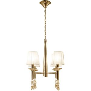 INSPIRED LIGHTING Tiffany Pendant 4+4 Light E14+G9, French Gold With White Shades & Clear Crystal