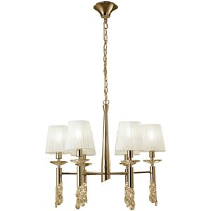 INSPIRED LIGHTING Tiffany Pendant 6+6 Light E14+G9, French Gold With White Shades & Clear Crystal