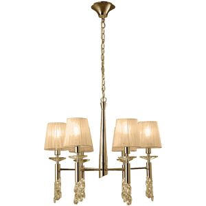 INSPIRED LIGHTING Tiffany Pendant 6+6 Light E14+G9, French Gold With Soft Bronze Shades & Clear Crystal