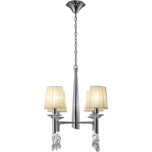 INSPIRED LIGHTING Tiffany Pendant 4+4 Light E14+G9, Polished Chrome With Cream Shades & Clear Crystal